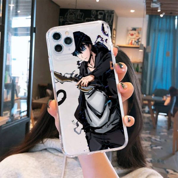 Comics solo leveling cool black Sung Jin Woo Transparent iPhone 6 7 8 11 12 s - Solo Leveling Merch Store