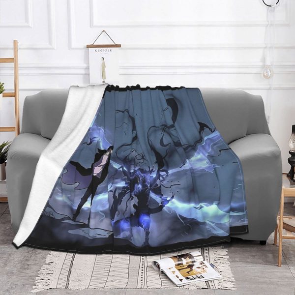 Manhwa Solo Leveling Igris And Sung Jin Woo Blanket Bedspread Plaid Bedsheets Winter Blanket 1 - Solo Leveling Merch Store